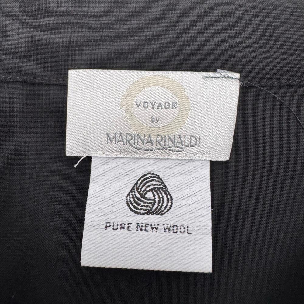 NWT Marina Rinaldi Black Virgin Wool Shirt Dress Belted US 20 Neutral Minimalist - Picture 7 of 10